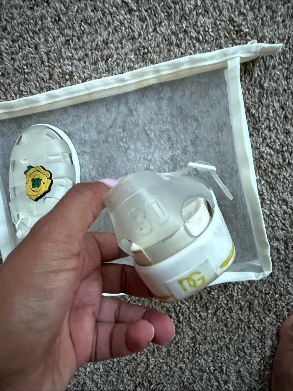 Dolce & Gabbana White Kids Sandals with Yellow Rose Detail